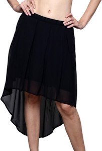 Trendsnu Solid Women's Regular Black Skirt