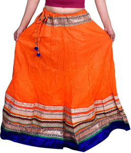 Magnus Printed Women's Regular Orange Skirt