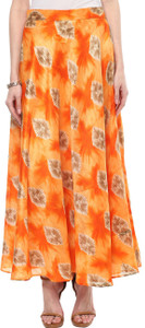 Gerua Printed Women's Gathered Beige Skirt
