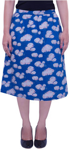 Parv Collections Printed Women's Layered Blue Skirt