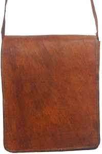 Craft World Men & Women Brown Genuine Leather Sling Bag