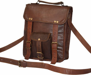Craft World Men & Women Brown Genuine Leather Sling Bag