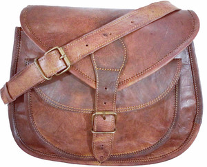Craft World Women Brown Genuine Leather Sling Bag