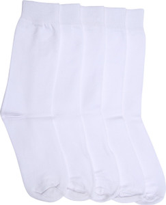 Mikado Classy White Men's Solid Crew Length Socks