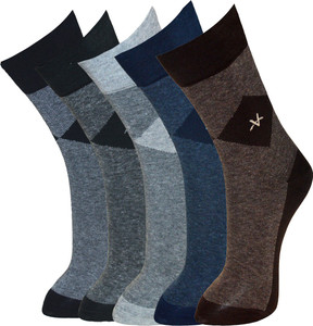 Vinenzia Men's Self Design Crew Length Socks