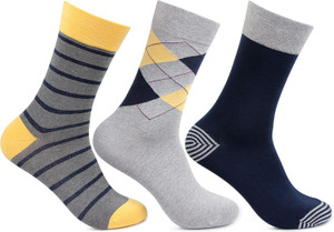 Bonjour Men's Self Design Crew Length Socks