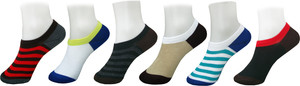 Jack & Ginni Men's Striped, Solid No Show Socks