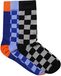 JamsSocks Men's Solid, Checkered Crew Length Socks