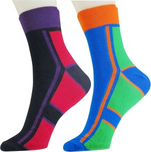 Neska Moda Men & Women Checkered Ankle Length Socks
