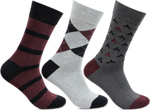 Bonjour Men's Self Design Crew Length Socks