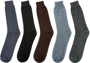 Mikado Premium Cotton Men's Self Design Crew Length Socks