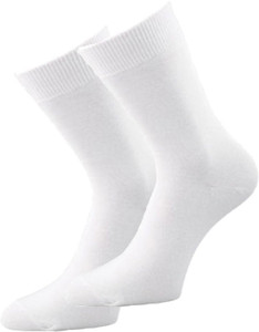 Alfa Cotton White Men's Solid Crew Length Socks