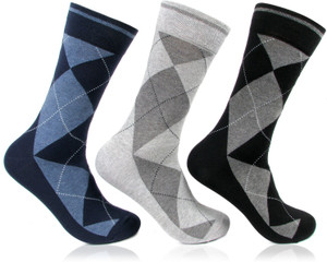 Bonjour Argyle Men's Self Design Crew Length Socks