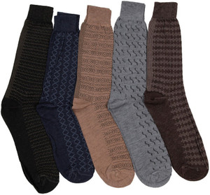 Mikado Men's Self Design Crew Length Socks