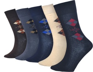 CooLife Premium Men's Checkered Crew Length Socks