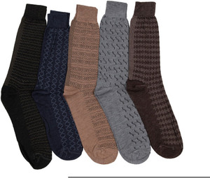 Mikado Men's Self Design Crew Length Socks