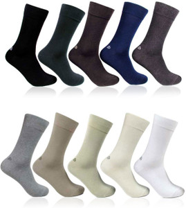 Bonjour Plain Men's Self Design Crew Length Socks