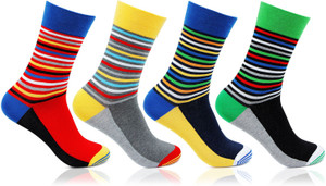 Bonjour Men's Striped Crew Length Socks
