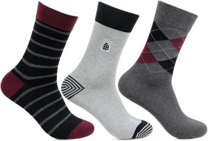 Bonjour Men's Self Design Crew Length Socks