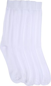 Mikado Elegant White Men's Solid Crew Length Socks