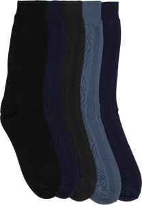 Mikado Simple Grace Men's Self Design Crew Length Socks