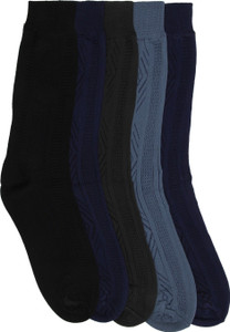 Mikado Simple Grace Men's Self Design Crew Length Socks