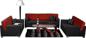 Home City Leatherette 3 + 2 + 2 Black Sofa Set