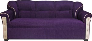 HOMESTOCK Solid Wood 3 + 1 + 1 Purple Sofa Set