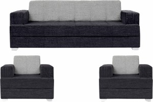Comfy Sofa Fabric 3 + 1 + 1 Black Grey Sofa Set