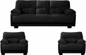 Comfy Sofa Leatherette 3 + 1 + 1 Black Sofa Set