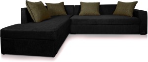 Dolphin Fabric 3 + 2 Black-Grey Sofa Set