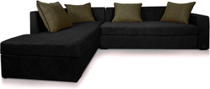 Dolphin Fabric 3 + 2 Black-Grey Sofa Set