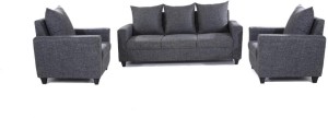 Furnicity Fabric 3 + 1 + 1 Grey Sofa Set