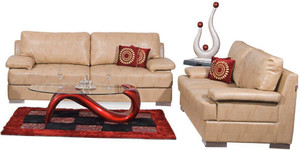 Home City TOBY Leatherette 3 + 2 Beige Sofa Set