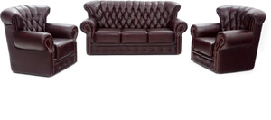 Furnicity Fabric 3 + 1 + 1 Maroon Sofa Set