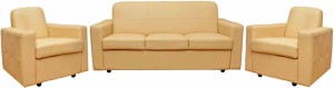 Comfy Sofa Leatherette 3 + 1 + 1 Cream Sofa Set