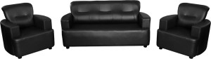 Knight Industry Leatherette 3 + 1 + 1 BLACK Sofa Set