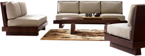 Shop Sting Leatherette 3 + 2 + 1 Dark Walnut Sofa Set