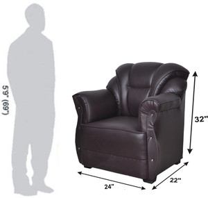 HOMESTOCK Leatherette 3 + 1 + 1 Brown Sofa Set