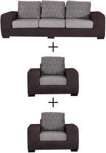 Dream Furniture Solid Wood 3 + 1 + 1 Black Sofa Set