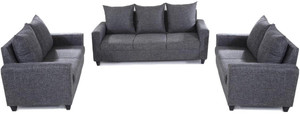 Furnicity Fabric 3 + 2 + 2 Grey Sofa Set