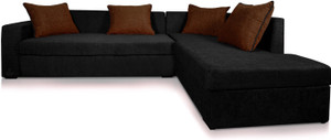 Dolphin Fabric 3 + 2 Black-Brown Sofa Set