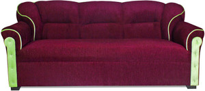 HOMESTOCK Fabric 3 + 1 + 1 Maroon Sofa Set
