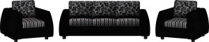 Knight Industry Fabric 3 + 1 + 1 Black Sofa Set