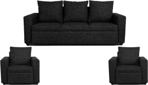 Comfy Sofa Leatherette 3 + 1 + 1 Black Sofa Set