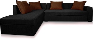 Dolphin Fabric 3 + 2 Black-Brown Sofa Set