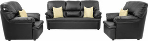 Comfy Sofa Leatherette 3 + 1 + 1 Black Sofa Set