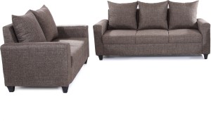 Furnicity Fabric 3 + 2 Brown Sofa Set