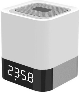 MSE Touch Sensor LED Light with Digital Clock High Base_WHT7 Portable Bluetooth Mobile/Tablet Speaker