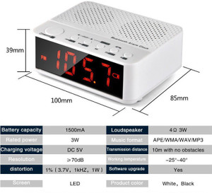 Orico Bluetooth WIth Display Speaker Desktop Portable Alarm Clock FM Radio Black BC-01 Portable Bluetooth Mobile/Tablet Speaker(White) Portable Bluetooth Mobile/Tablet Speaker